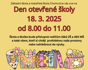 Den otevřené školy 18.3.2025 od 8.00 do 11.00